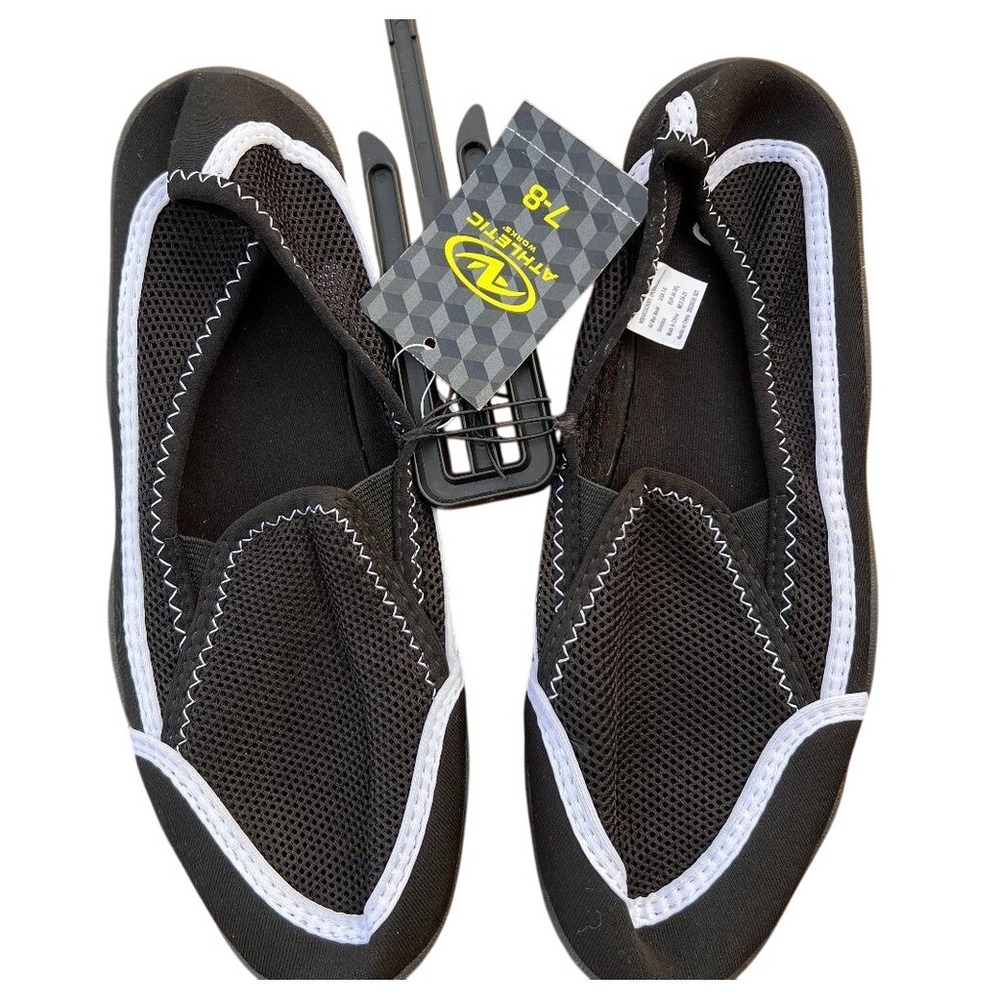 NEW Athletic Works Womens OPP Water Drainage Sandals Shoes Size 7-8 Black‎